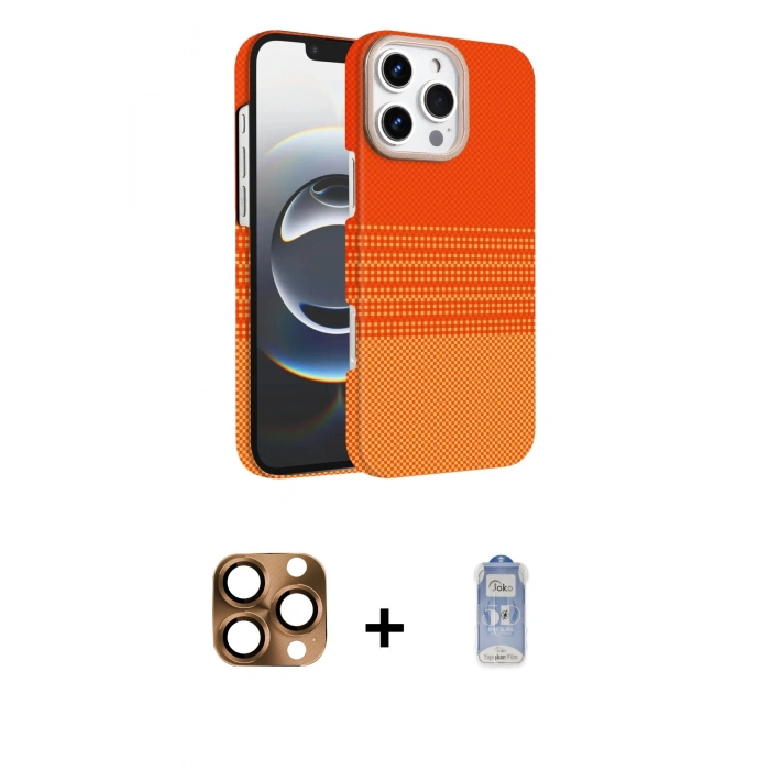 MARSİLYAN™- iPhone 16 Pro Max Kılıf Doruk Serisi - Siyah Joko Magic 5D Cam + Pers Alüminyum Kamera Lens - CLTM