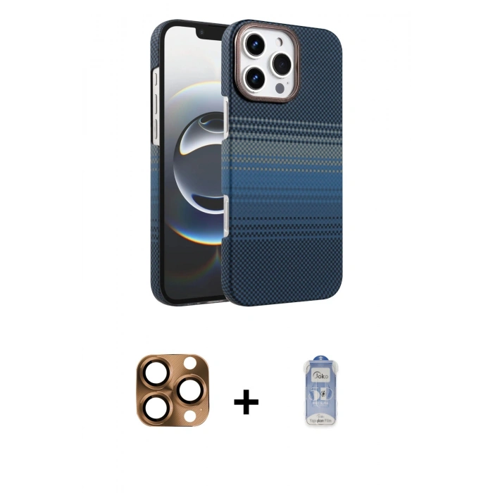 MARSİLYAN™- iPhone 16 Pro Max Kılıf Doruk Serisi - Siyah Joko Magic 5D Cam + Pers Alüminyum Kamera Lens - CLTM