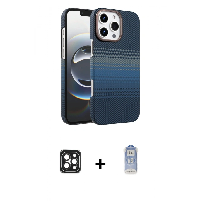 MARSİLYAN™- iPhone 16 Pro Max Kılıf Doruk Serisi - Siyah Joko Magic 5D Cam + PVD Metal Kamera Lens - SH