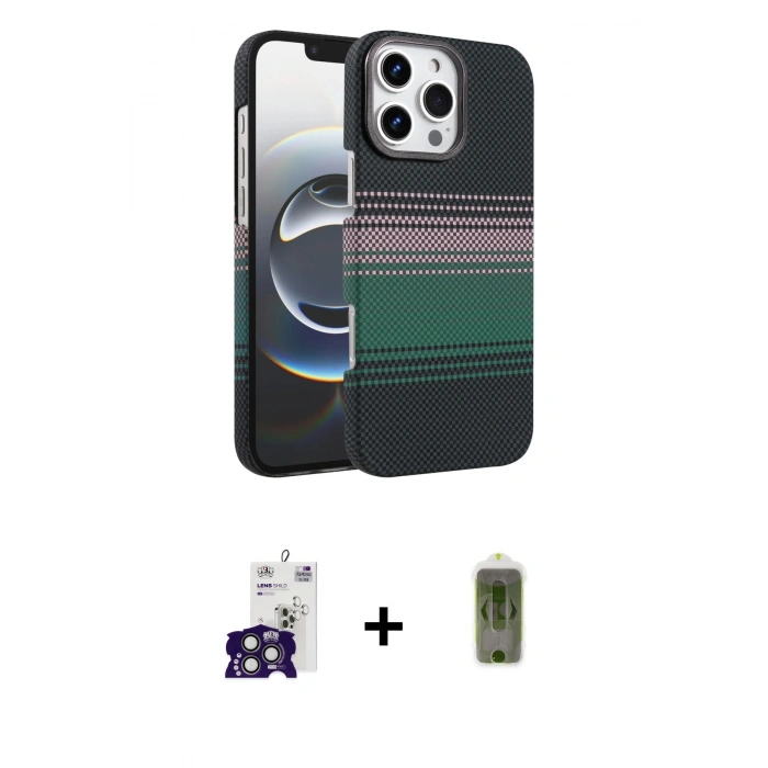 MARSİLYAN™- iPhone 16 Pro Max Kılıf Doruk Serisi - Siyah Joko Magic 5D Hayalet Cam + Bilvis Titan Kamera Lens - TMGI