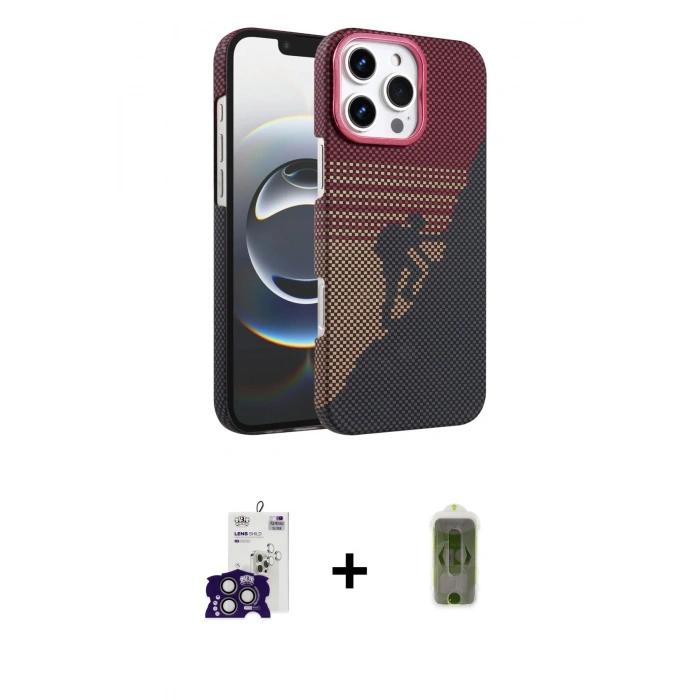MARSİLYAN™- iPhone 16 Pro Max Kılıf Doruk Serisi - Siyah Joko Magic 5D Hayalet Cam + Bilvis Titan Kamera Lens - TMGI