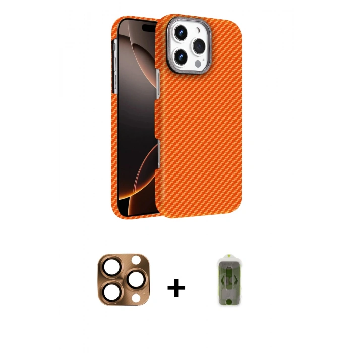 MARSİLYAN™- iPhone 16 Pro Max Kılıf Doruk Serisi - Siyah Joko Magic 5D Hayalet Cam + Pers Alüminyum Kamera Lens - CLTM