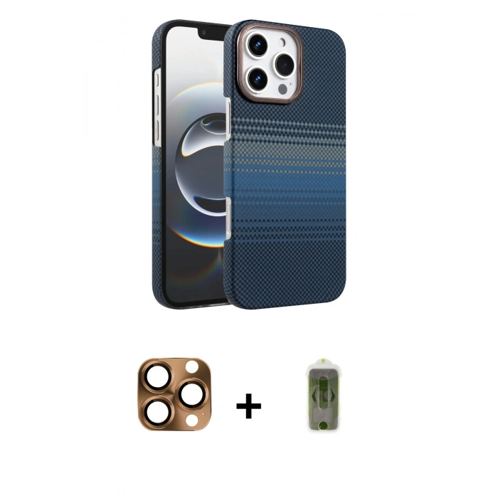 MARSİLYAN™- iPhone 16 Pro Max Kılıf Doruk Serisi - Siyah Joko Magic 5D Hayalet Cam + Pers Alüminyum Kamera Lens - CLTM