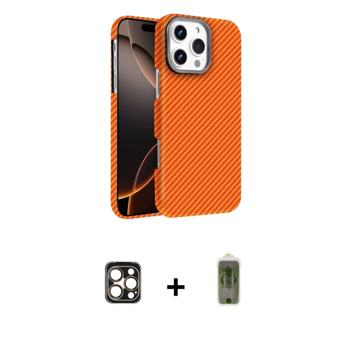 MARSİLYAN™- iPhone 16 Pro Max Kılıf Doruk Serisi - Siyah Joko Magic 5D Hayalet Cam + PVD Metal Kamera Lens - GD