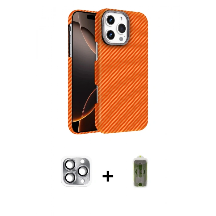 MARSİLYAN™- iPhone 16 Pro Max Kılıf Doruk Serisi - Siyah Joko Magic 5D Hayalet Cam + Pers Alüminyum Kamera Lens - GI