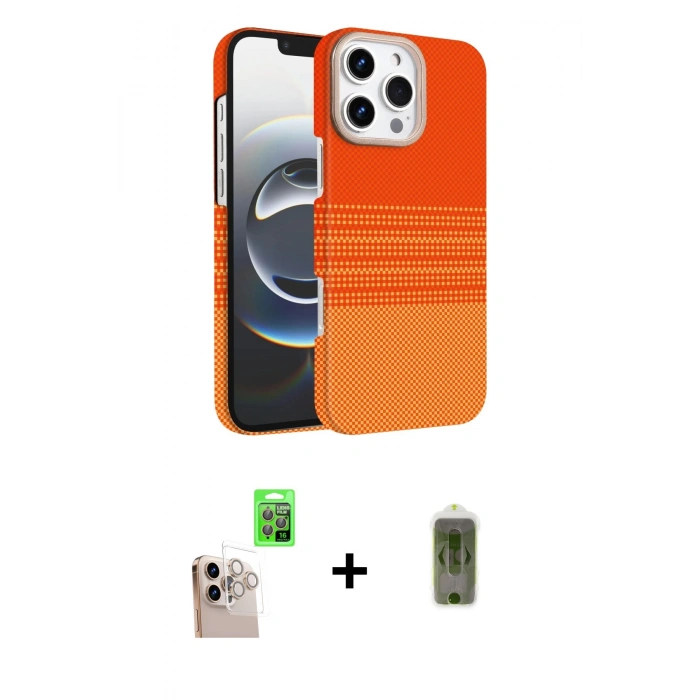 MARSİLYAN™- iPhone 16 Pro Max Kılıf Doruk Serisi - Siyah Joko Magic 5D Hayalet Cam + Natural Grey Raze Metal Kamera Lens