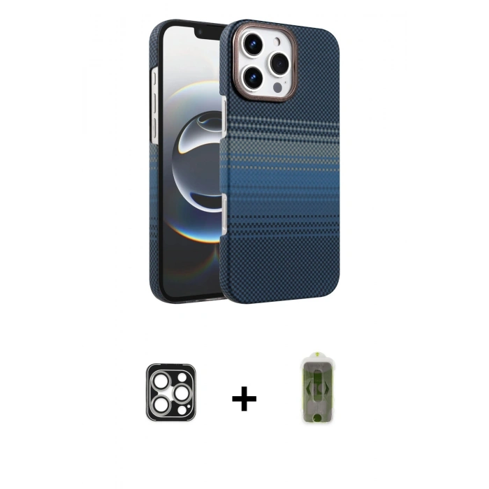 MARSİLYAN™- iPhone 16 Pro Max Kılıf Doruk Serisi - Siyah Joko Magic 5D Hayalet Cam + PVD Metal Kamera Lens - GS