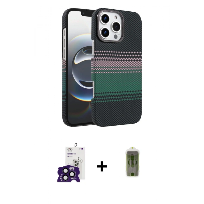 MARSİLYAN™- iPhone 16 Pro Max Kılıf Doruk Serisi - Siyah Joko Magic 5D Hayalet Cam + Bilvis Titan Kamera Lens - SH