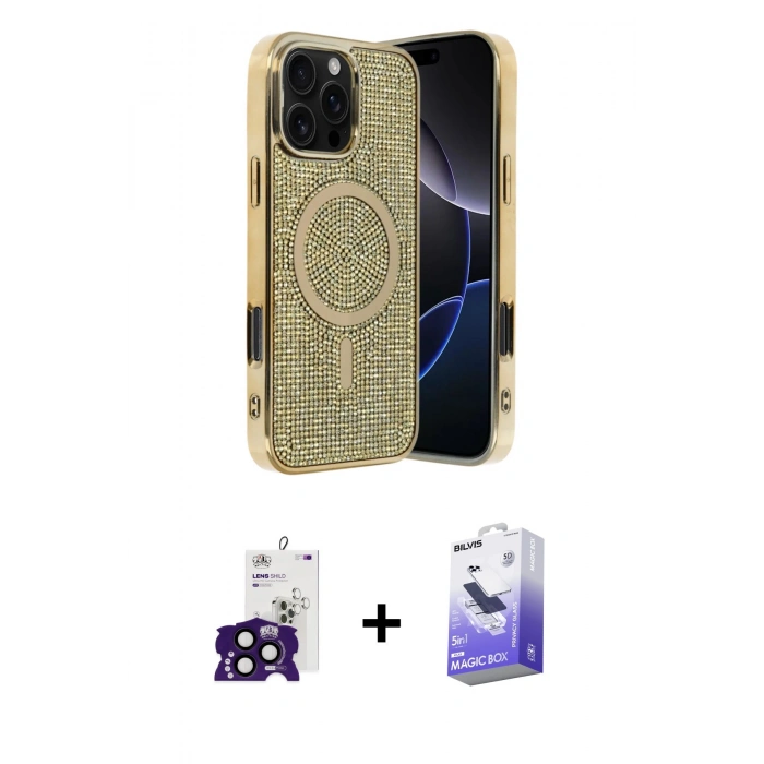 MARSİLYAN™- iPhone 16 Pro Max Kılıf Eksen Çizgi - Siyah Bilvis 5in1 5D Magic Hayalet Cam Ekran Koruyucu + Bilvis Titan Kamera Lens - SH