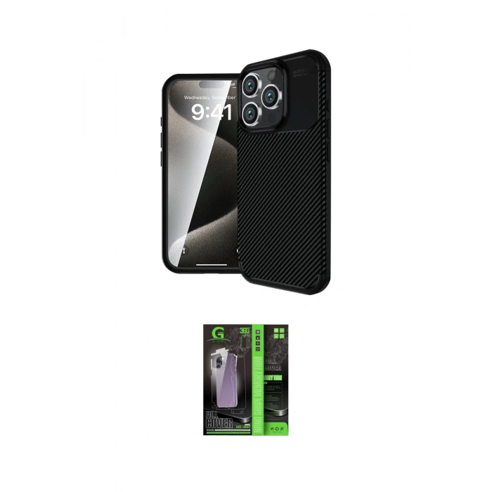 MARSİLYAN™- iPhone 16 Pro Max Kılıf Eksen Form Prime - Şeffaf 360 Full Body Arka Koruyucu