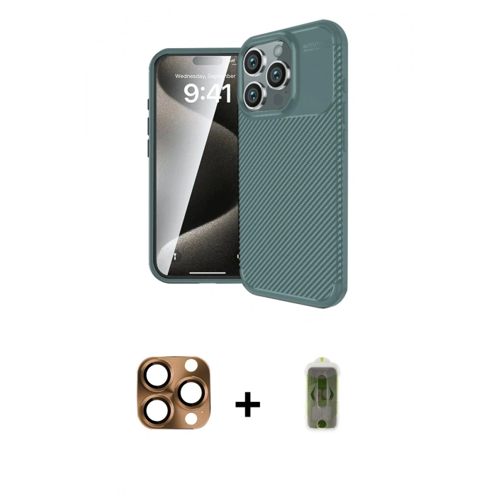 MARSİLYAN™- iPhone 16 Pro Max Kılıf Eksen Form Prime - Siyah Joko Magic 5D Hayalet Cam + Pers Alüminyum Kamera Lens - CLTM