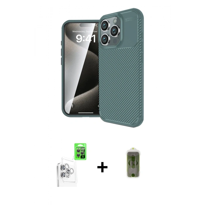 MARSİLYAN™- iPhone 16 Pro Max Kılıf Eksen Form Prime - Siyah Joko Magic 5D Hayalet Cam + Raze Metal Kamera Lens - BZ