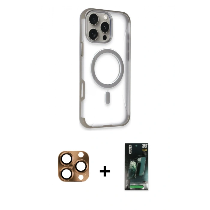 MARSİLYAN™- iPhone 16 Pro Max Kılıf Eksen Klasik Koleksiyonu - Siyah 360 Mat Full Body Arka Koruyucu + Pers Alüminyum Kamera Lens - CLTM