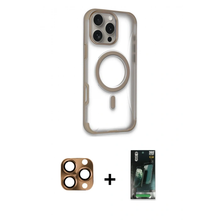 MARSİLYAN™- iPhone 16 Pro Max Kılıf Eksen Klasik Koleksiyonu - Siyah 360 Mat Full Body Arka Koruyucu + Pers Alüminyum Kamera Lens - CLTM