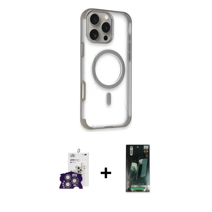 MARSİLYAN™- iPhone 16 Pro Max Kılıf Eksen Klasik Koleksiyonu - Siyah 360 Mat Full Body Arka Koruyucu + Bilvis Titan Kamera Lens - GS