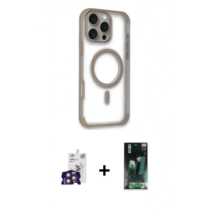 MARSİLYAN™- iPhone 16 Pro Max Kılıf Eksen Klasik Koleksiyonu - Siyah 360 Mat Full Body Arka Koruyucu + Bilvis Titan Kamera Lens - TMGI
