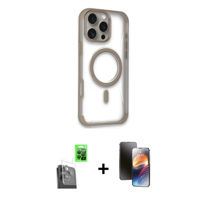 MARSİLYAN™- iPhone 16 Pro Max Kılıf Eksen Klasik Koleksiyonu - Siyah 3D Antistatik Mat Seramik Nano Ekran Koruyucu + Raze Metal Kamera Lens - SH