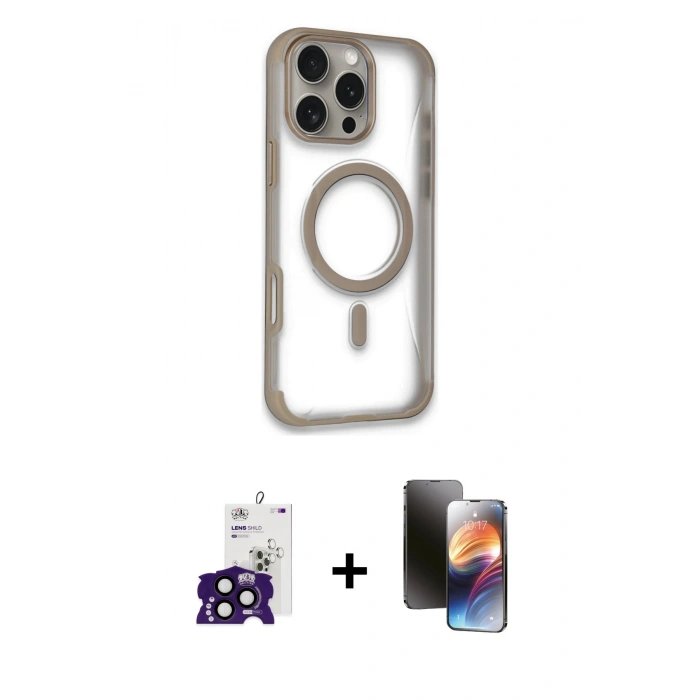 MARSİLYAN™- iPhone 16 Pro Max Kılıf Eksen Klasik Koleksiyonu - Siyah 3D Antistatik Mat Seramik Nano Ekran Koruyucu + Bilvis Titan Kamera Lens - SH