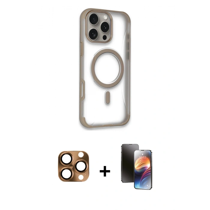 MARSİLYAN™- iPhone 16 Pro Max Kılıf Eksen Klasik Koleksiyonu - Siyah 3D Antistatik Mat Seramik Nano Ekran Koruyucu + Pers Alüminyum Kamera Lens - CLTM