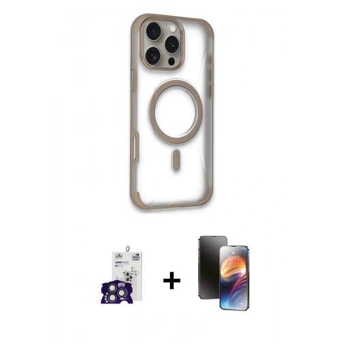MARSİLYAN™- iPhone 16 Pro Max Kılıf Eksen Klasik Koleksiyonu - Siyah 3D Antistatik Mat Seramik Nano Ekran Koruyucu + Bilvis Titan Kamera Lens - TMGI