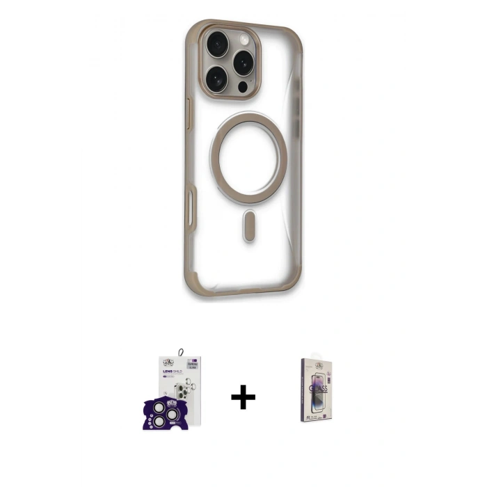 MARSİLYAN™- iPhone 16 Pro Max Kılıf Eksen Klasik Koleksiyonu - Siyah Bilvis 3D Cam Ekran Koruyucu + Bilvis Titan Kamera Lens - TMGI