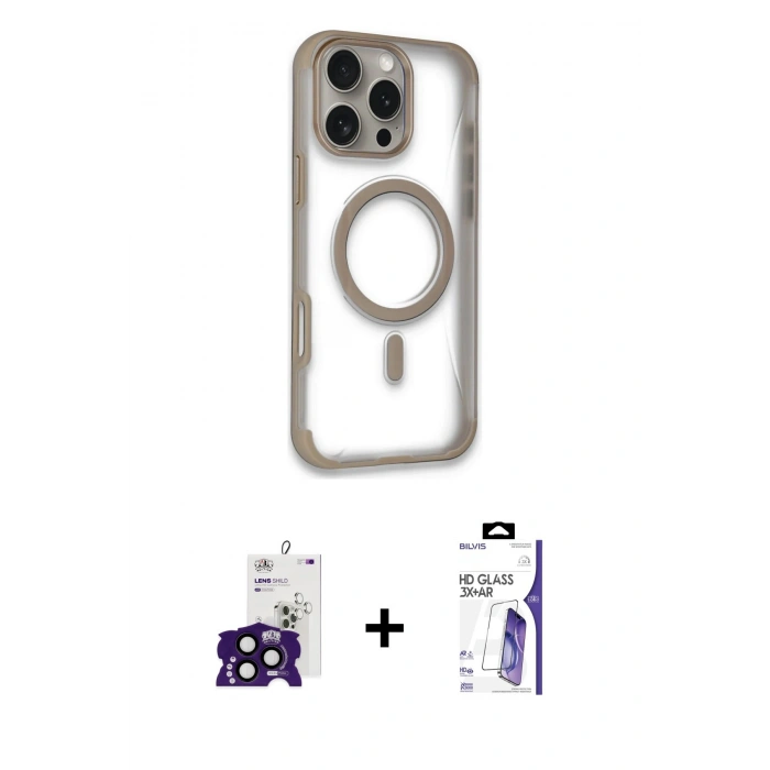MARSİLYAN™- iPhone 16 Pro Max Kılıf Eksen Klasik Koleksiyonu - Siyah Bilvis 3X AR HD Cam Ekran Koruyucu + Bilvis Titan Kamera Lens - SH