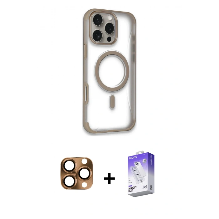 MARSİLYAN™- iPhone 16 Pro Max Kılıf Eksen Klasik Koleksiyonu - Siyah Bilvis 5in1 3D Magic Cam Ekran Koruyucu + Pers Alüminyum Kamera Lens - CLTM