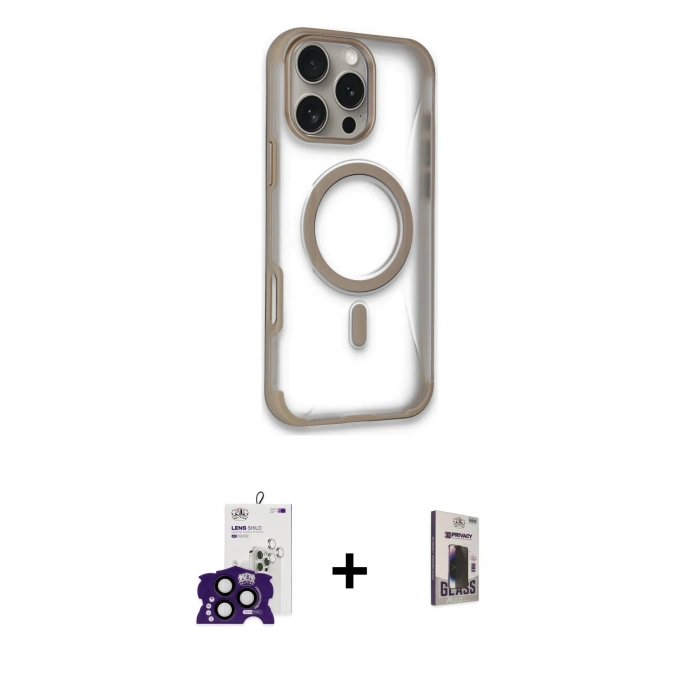 MARSİLYAN™- iPhone 16 Pro Max Kılıf Eksen Klasik Koleksiyonu - Siyah Bilvis Hayalet Cam Ekran Koruyucu + Bilvis Titan Kamera Lens - SH