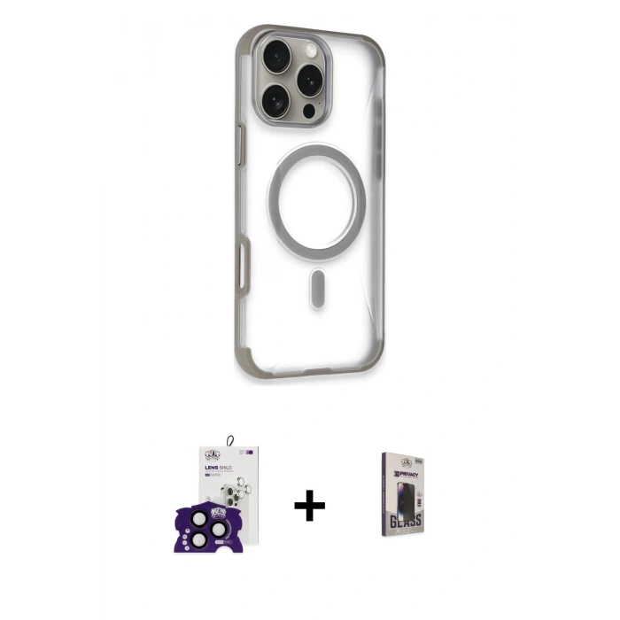 MARSİLYAN™- iPhone 16 Pro Max Kılıf Eksen Klasik Koleksiyonu - Siyah Bilvis Hayalet Cam Ekran Koruyucu + Bilvis Titan Kamera Lens - SH