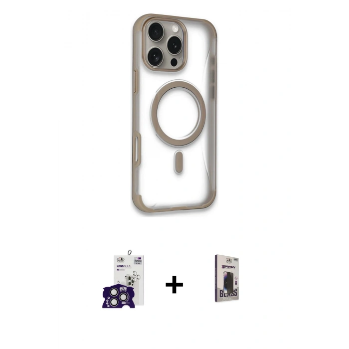 MARSİLYAN™- iPhone 16 Pro Max Kılıf Eksen Klasik Koleksiyonu - Siyah Bilvis Hayalet Cam Ekran Koruyucu + Bilvis Titan Kamera Lens - TMGI