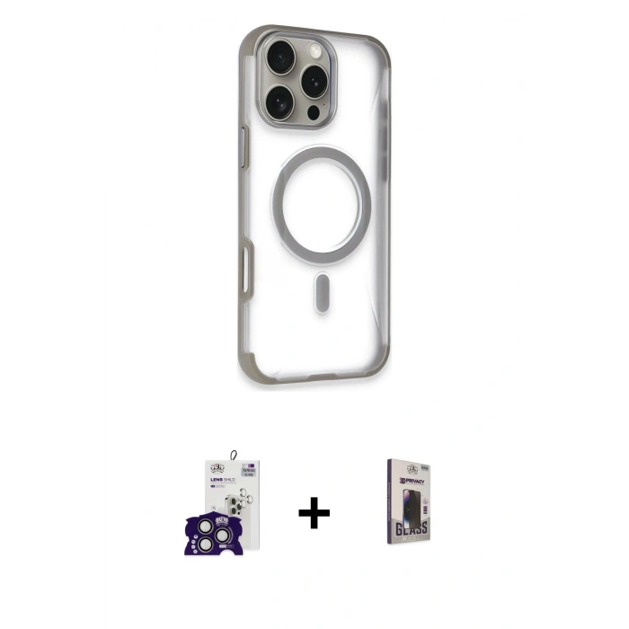MARSİLYAN™- iPhone 16 Pro Max Kılıf Eksen Klasik Koleksiyonu - Siyah Bilvis Hayalet Cam Ekran Koruyucu + Bilvis Titan Kamera Lens - TMGI