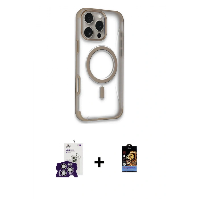 MARSİLYAN™- iPhone 16 Pro Max Kılıf Eksen Klasik Koleksiyonu - Siyah Buffer Hayalet Cam Ekran Koruyucu + Bilvis Titan Kamera Lens - GS
