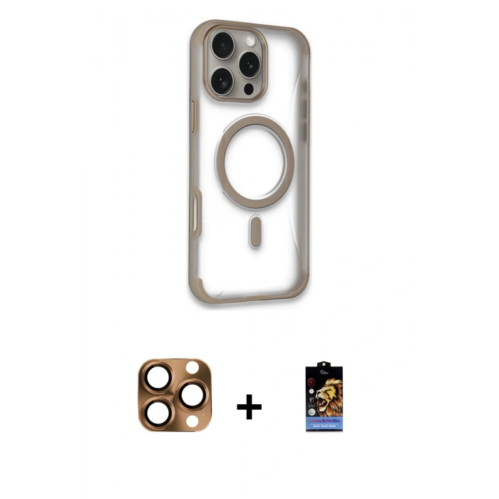 MARSİLYAN™- iPhone 16 Pro Max Kılıf Eksen Klasik Koleksiyonu - Siyah Buffer Hayalet Cam Ekran Koruyucu + Pers Alüminyum Kamera Lens - CLTM