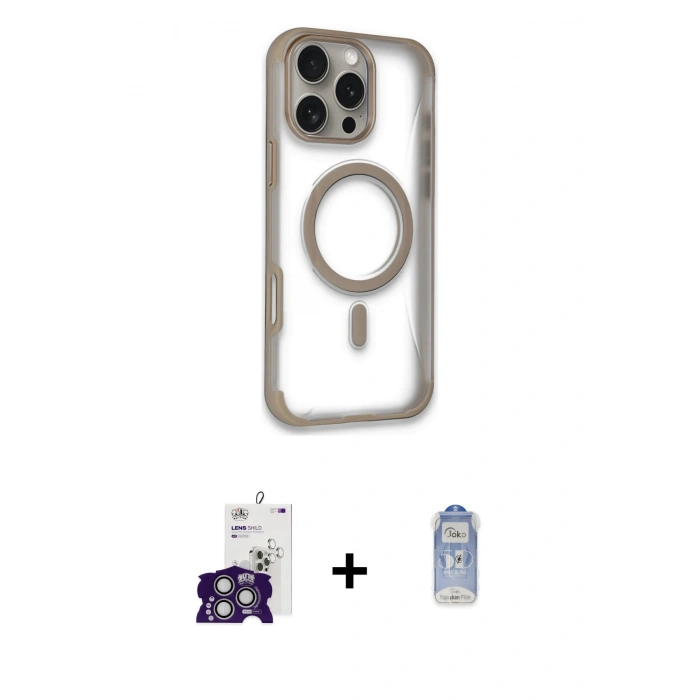 MARSİLYAN™- iPhone 16 Pro Max Kılıf Eksen Klasik Koleksiyonu - Siyah Joko Magic 5D Cam + Bilvis Titan Kamera Lens - GS