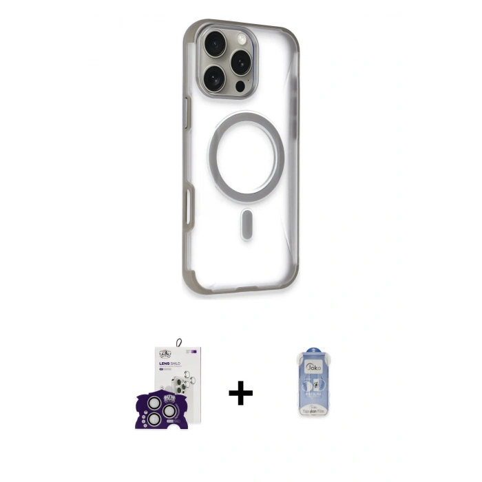MARSİLYAN™- iPhone 16 Pro Max Kılıf Eksen Klasik Koleksiyonu - Siyah Joko Magic 5D Cam + Bilvis Titan Kamera Lens - GS