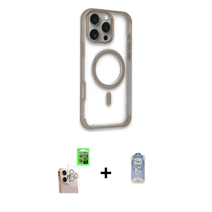 MARSİLYAN™- iPhone 16 Pro Max Kılıf Eksen Klasik Koleksiyonu - Siyah Joko Magic 5D Cam + Raze Metal Kamera Lens - NLGY