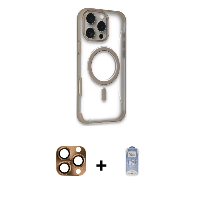 MARSİLYAN™- iPhone 16 Pro Max Kılıf Eksen Klasik Koleksiyonu - Siyah Joko Magic 5D Cam + Pers Alüminyum Kamera Lens - CLTM