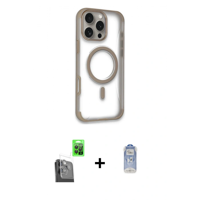 MARSİLYAN™- iPhone 16 Pro Max Kılıf Eksen Klasik Koleksiyonu - Siyah Joko Magic 5D Cam + Raze Metal Kamera Lens - SH
