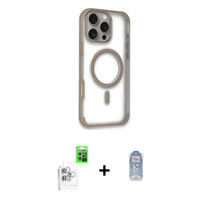 MARSİLYAN™- iPhone 16 Pro Max Kılıf Eksen Klasik Koleksiyonu - Siyah Joko Magic 5D Cam + Raze Metal Kamera Lens - BZ