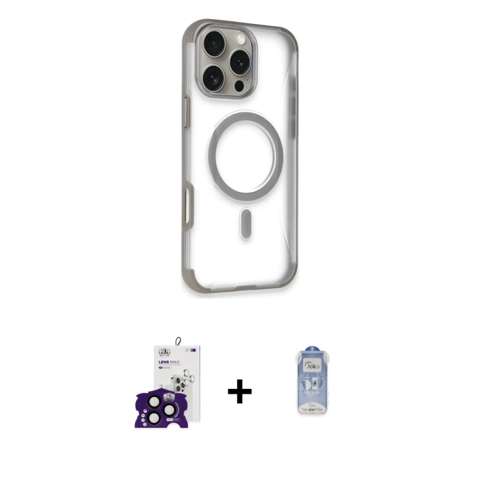 MARSİLYAN™- iPhone 16 Pro Max Kılıf Eksen Klasik Koleksiyonu - Siyah Joko Magic 5D Cam + Bilvis Titan Kamera Lens - SH