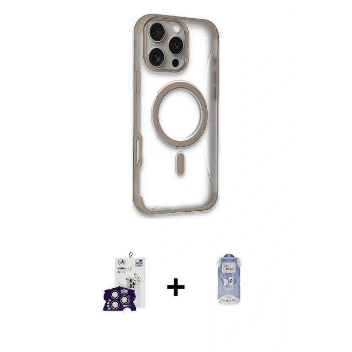 MARSİLYAN™- iPhone 16 Pro Max Kılıf Eksen Klasik Koleksiyonu - Siyah Joko Magic 5D Cam + Bilvis Titan Kamera Lens - TMGI