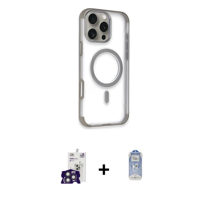 MARSİLYAN™- iPhone 16 Pro Max Kılıf Eksen Klasik Koleksiyonu - Siyah Joko Magic 5D Cam + Bilvis Titan Kamera Lens - TMGI