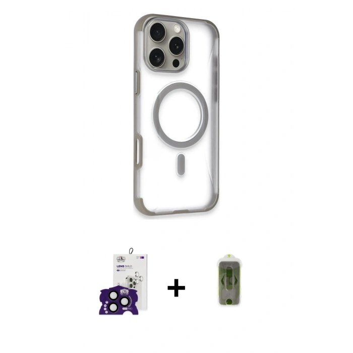 MARSİLYAN™- iPhone 16 Pro Max Kılıf Eksen Klasik Koleksiyonu - Siyah Joko Magic 5D Hayalet Cam + Bilvis Titan Kamera Lens - SH