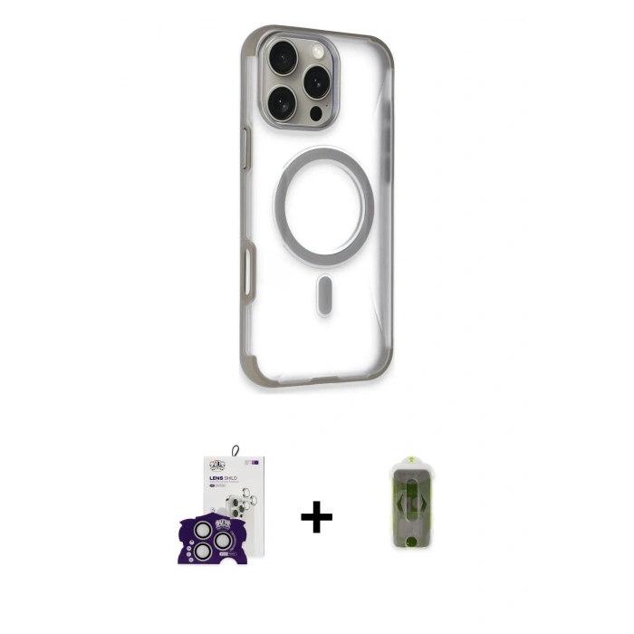 MARSİLYAN™- iPhone 16 Pro Max Kılıf Eksen Klasik Koleksiyonu - Siyah Joko Magic 5D Hayalet Cam + Bilvis Titan Kamera Lens - GS