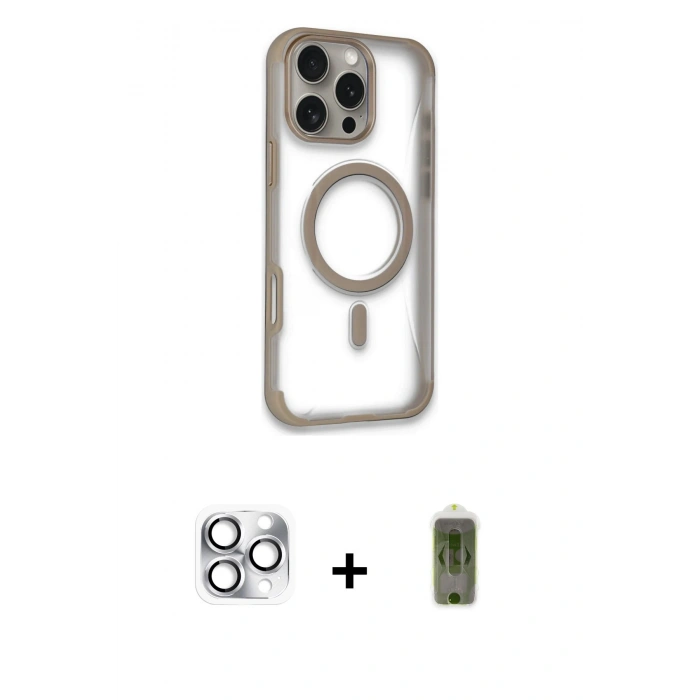 MARSİLYAN™- iPhone 16 Pro Max Kılıf Eksen Klasik Koleksiyonu - Siyah Joko Magic 5D Hayalet Cam + Pers Alüminyum Kamera Lens - GS