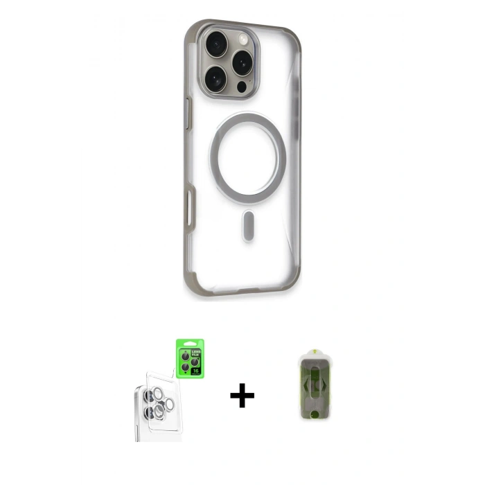 MARSİLYAN™- iPhone 16 Pro Max Kılıf Eksen Klasik Koleksiyonu - Siyah Joko Magic 5D Hayalet Cam + Raze Metal Kamera Lens - BZ