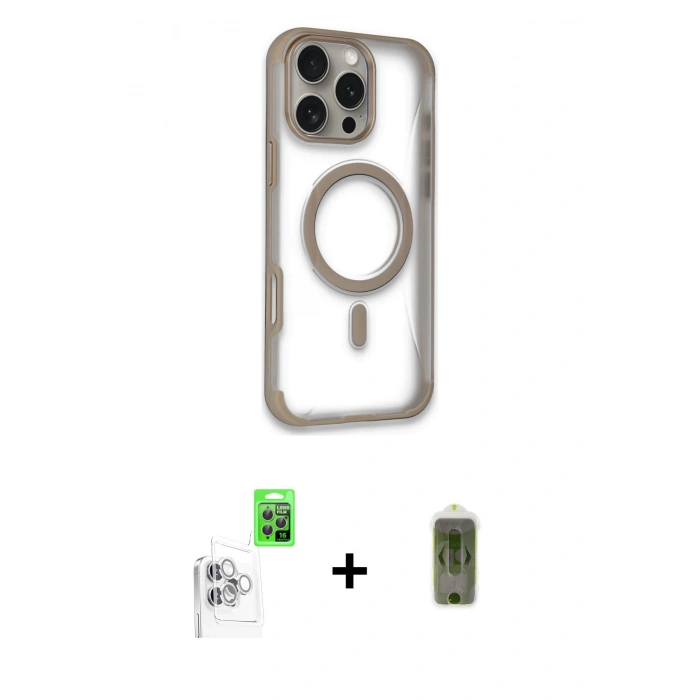 MARSİLYAN™- iPhone 16 Pro Max Kılıf Eksen Klasik Koleksiyonu - Siyah Joko Magic 5D Hayalet Cam + Raze Metal Kamera Lens - BZ