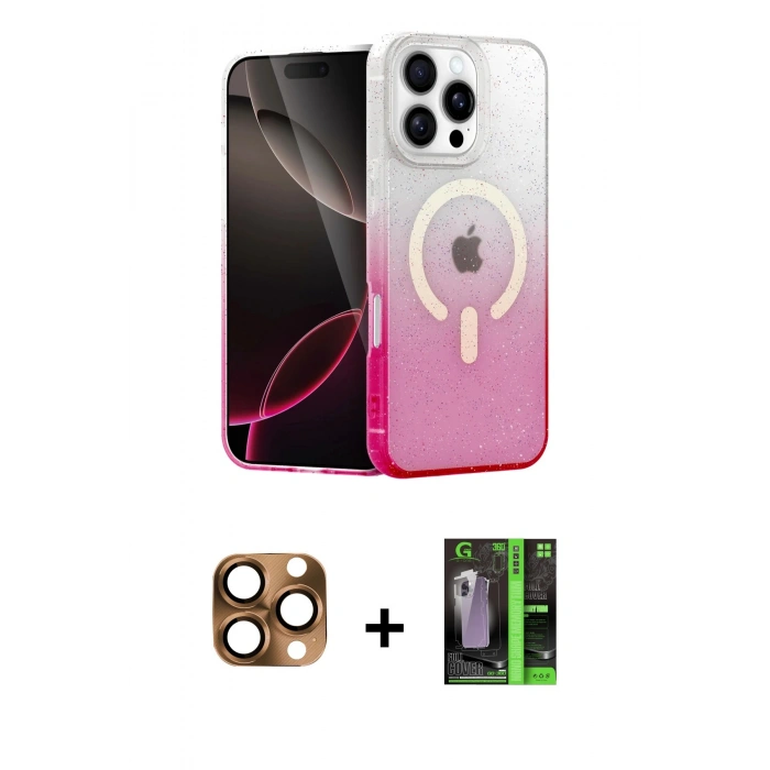 MARSİLYAN™- iPhone 16 Pro Max Kılıf Eksen Minimal Özel Seri - Şeffaf 360 Full Body Arka Koruyucu + Pers Alüminyum Kamera Lens - CLTM