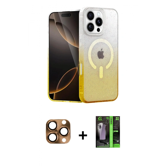 MARSİLYAN™- iPhone 16 Pro Max Kılıf Eksen Minimal Özel Seri - Şeffaf 360 Full Body Arka Koruyucu + Pers Alüminyum Kamera Lens - CLTM