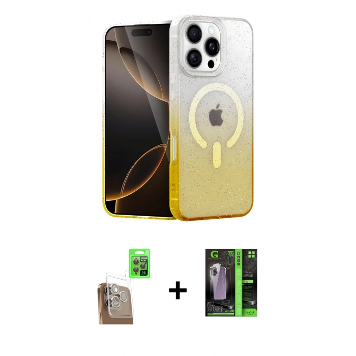 MARSİLYAN™- iPhone 16 Pro Max Kılıf Eksen Minimal Özel Seri - Şeffaf 360 Full Body Arka Koruyucu + Raze Metal Kamera Lens - CLTM